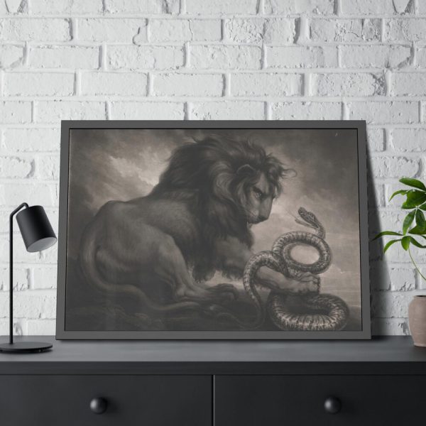 Lion and Snake by Samuel William Reynolds Framed Poster