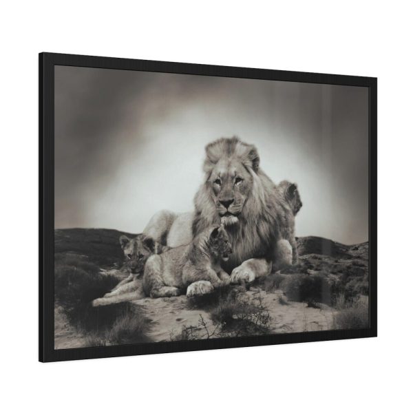 Lion with Cubs Framed Poster