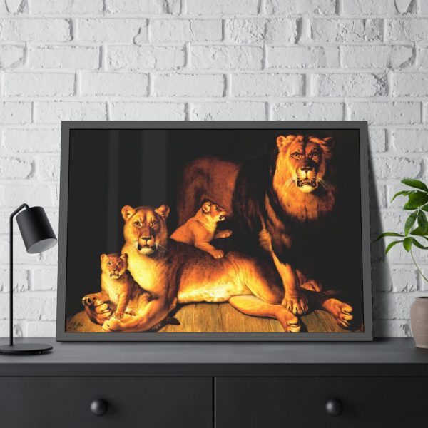 A Pride Of Lions by Jean Baptiste Huet Framed Poster