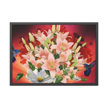 Lilies Salmon Lirios Flowers Framed Poster