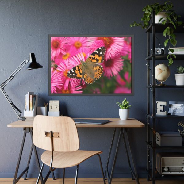93854-646.jpg Butterfly on Pink Flower Framed Poster
