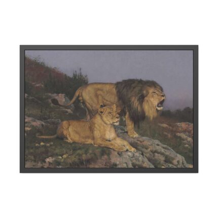 The Lion’s Domain by Geza Vastagh Framed Poster