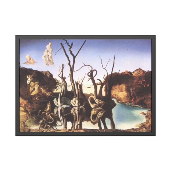 Swans Reflecting Elephants by Salvador Dali Framed Poster