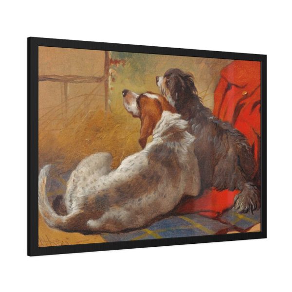 A Hound and a Bearded Collie by John Frederick Herring Framed Poster