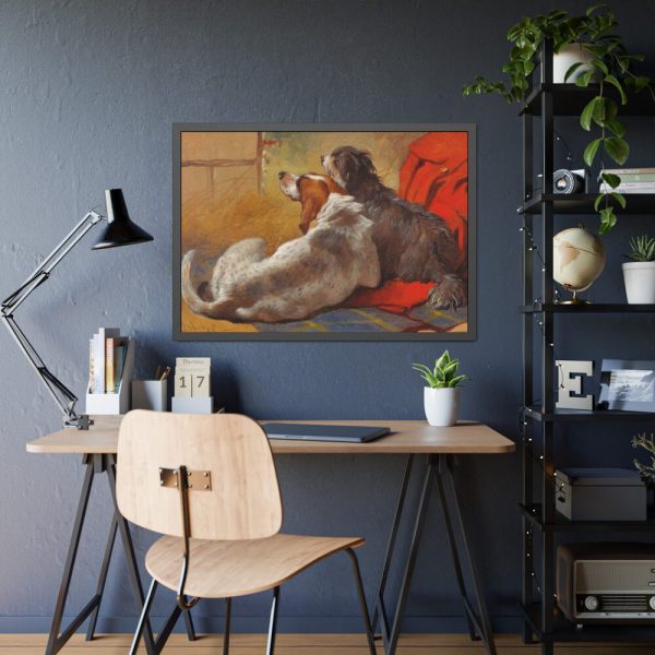 A Hound and a Bearded Collie by John Frederick Herring Framed Poster