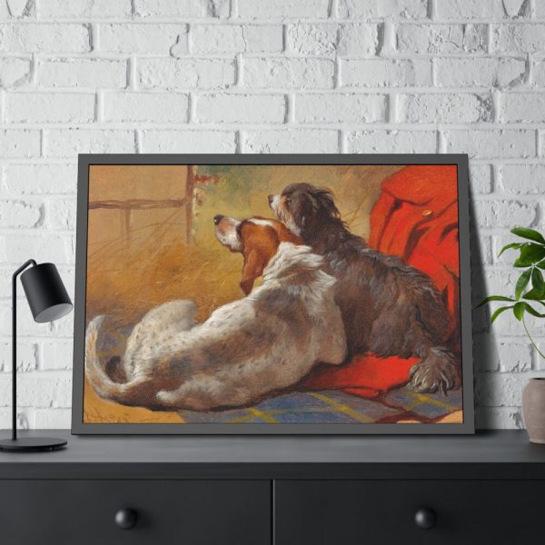 A Hound and a Bearded Collie by John Frederick Herring Framed Poster