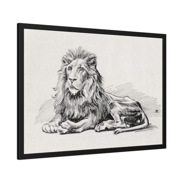 Vintage Lion Illustration by Albert Edelfelt Framed Poster