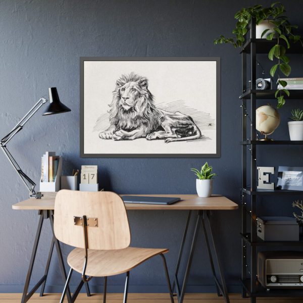 Vintage Lion Illustration by Albert Edelfelt Framed Poster