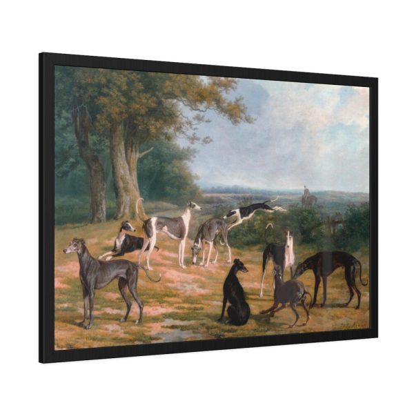 Nine Greyhounds in a Landscape by Jacques–Laurent Agasse Framed Poster
