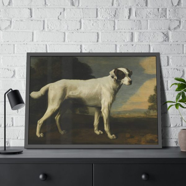 White Dog Painting By George Stubbs Framed Poster