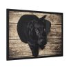 93855-313.jpg Black Labrador Dog Sitting on Wooden Floor Framed Poster