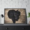 93855-315.jpg Black Labrador Dog Sitting on Wooden Floor Framed Poster