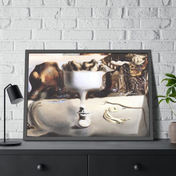 93855-323.jpg Apparition of Face and Fruit Dish on a Beach by Salvador Dali Framed Poster