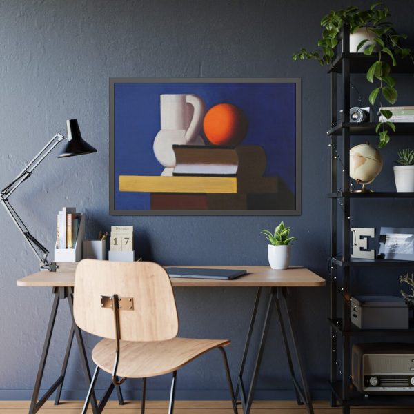 Arrangement with White Jug, Orange and Book by Vilhelm Lundstrøm Framed Poster