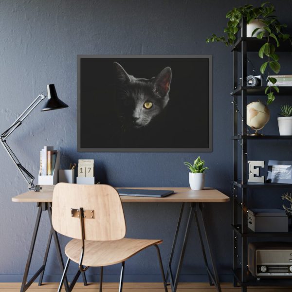 93855-438.jpg Black Bombay Cat in the Dark Framed Poster