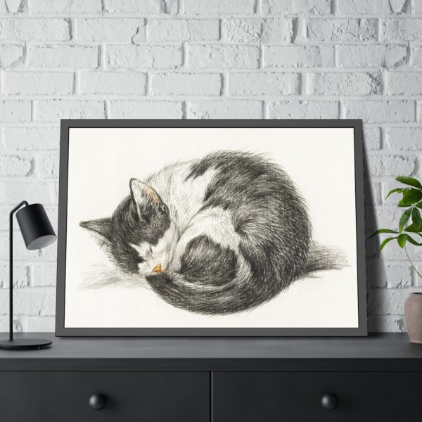 93855-447.jpg Rolled up Lying Sleeping Cat by Jean Bernard Framed Poster