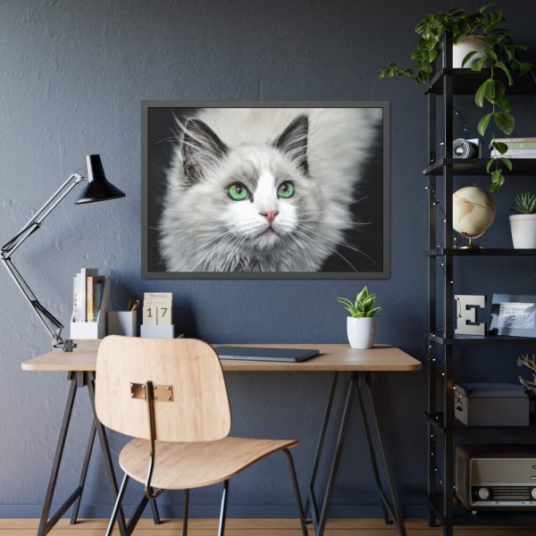 93855-470.jpg Cat with Green Blue Eyes Framed Poster