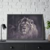 93855-535.jpg Close Up Shot of a Lion's Face in Black and White Framed Poster