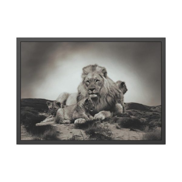 Lion with Cubs Framed Poster