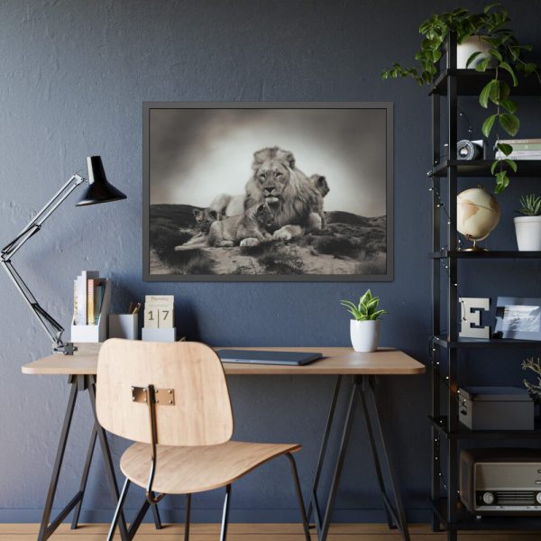 Lion with Cubs Framed Poster