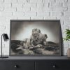 Lion with Cubs Framed Poster
