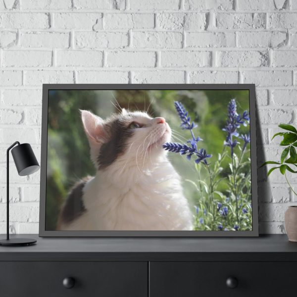 93855-599.jpg Cat and Lavender Framed Poster