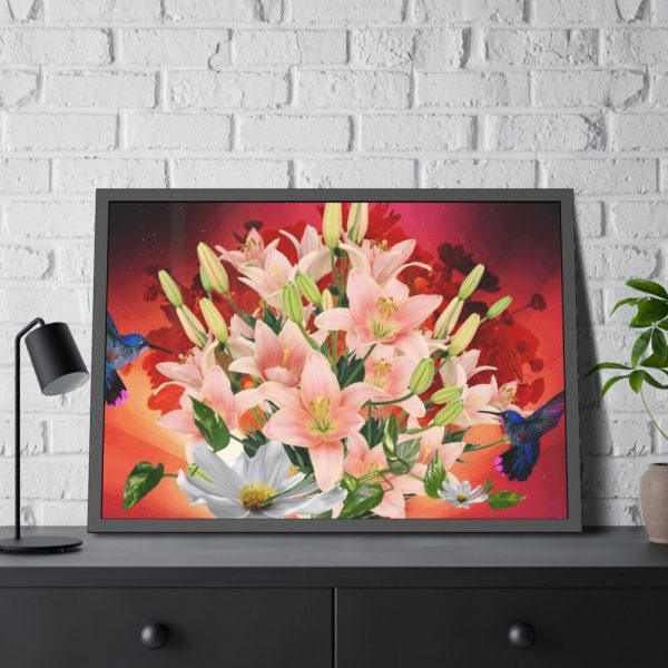 Lilies Salmon Lirios Flowers Framed Poster