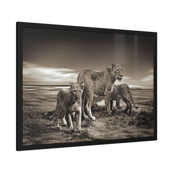 Lioness with Cubs Framed Poster