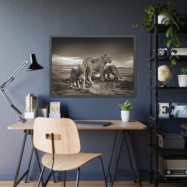 Lioness with Cubs Framed Poster