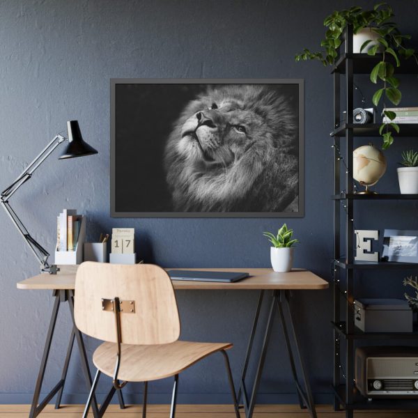 Male Lion Head Closeup Framed Poster