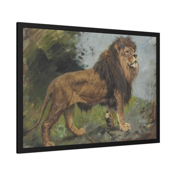 A Lion Walking by Géza Vastagh Framed Poster