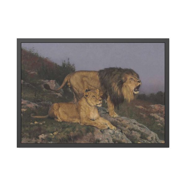 The Lion’s Domain by Geza Vastagh Framed Poster