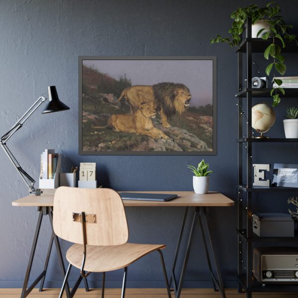 The Lion’s Domain by Geza Vastagh Framed Poster