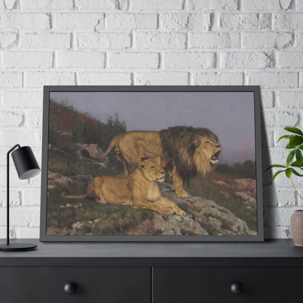 The Lion’s Domain by Geza Vastagh Framed Poster