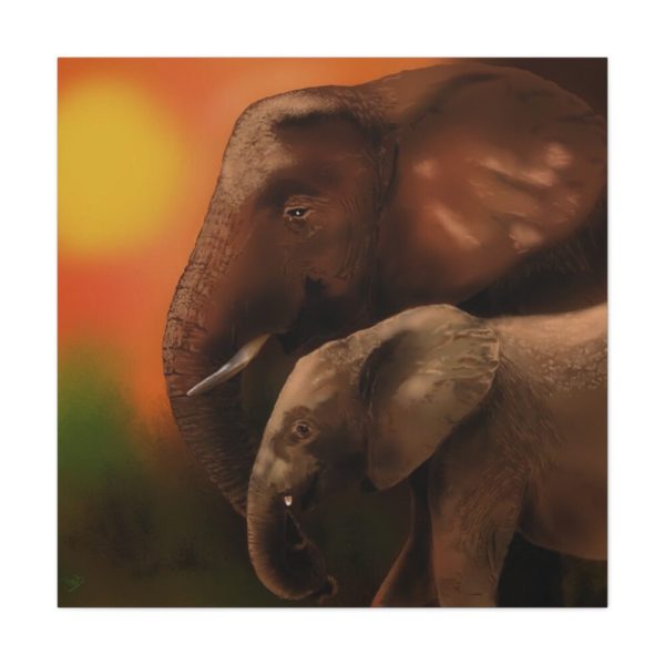 Art Elephants Sun Savannah Standard Canvas