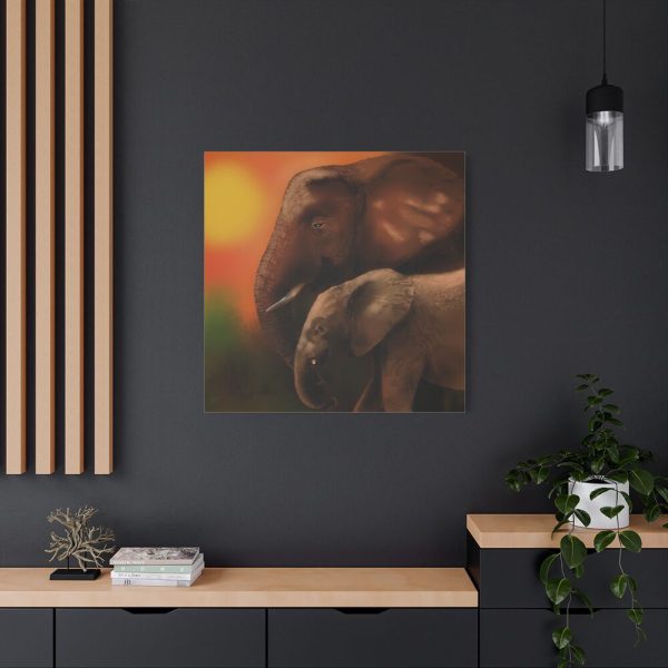 Art Elephants Sun Savannah Standard Canvas