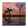 Silhouette Elephant and Kid Standard Canvas