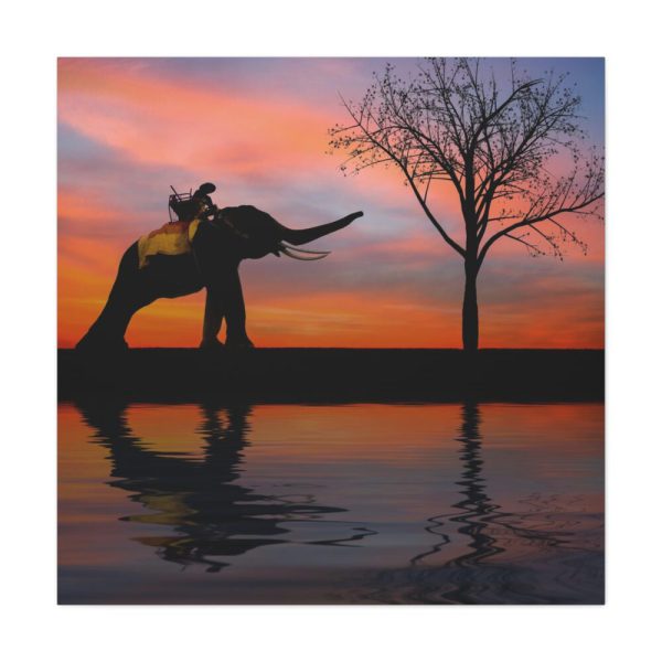 Silhouette Elephant and Kid Standard Canvas