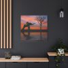 Silhouette Elephant and Kid Standard Canvas