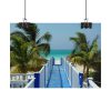 101857-26.jpg Sunny Beach With Palm Tree and Blue Sky Poster