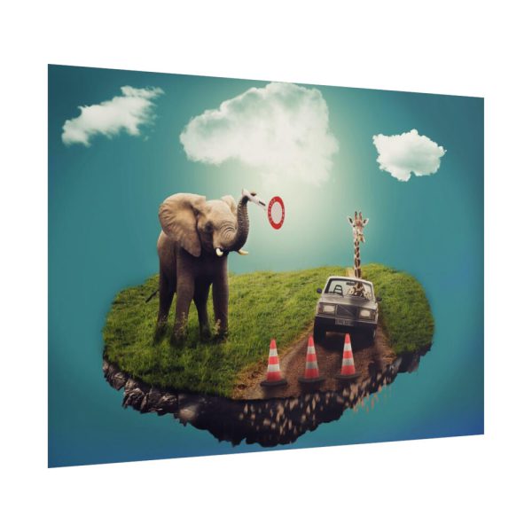 101857-7.jpg Elephant and Giraffe Illustration Poster