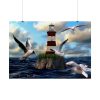 Lighthouse and Seagulls Poster
