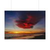 Red Sky at Morning with Ocean Poster