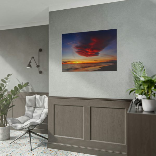 Red Sky at Morning with Ocean Poster