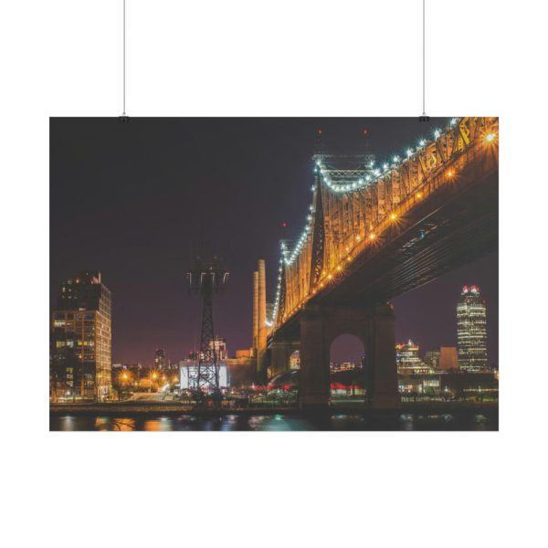101875-1178.jpg A Well-lit Bridge at Nightfall Across the Waters Poster