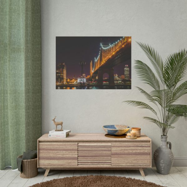 101875-1180.jpg A Well-lit Bridge at Nightfall Across the Waters Poster