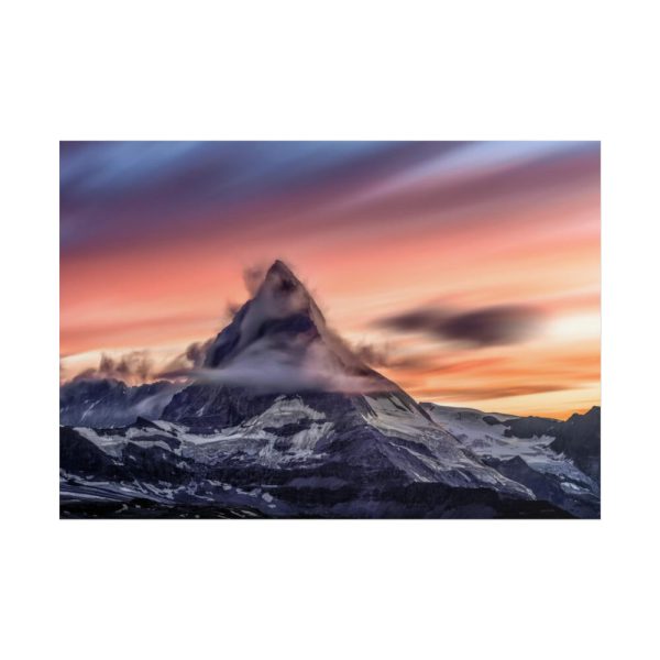 101875-340.jpg Snowcapped Mountain Peak on a Cloudy Sunrise in Matterhorn Poster