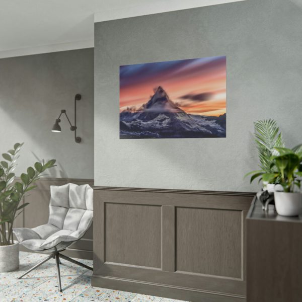 101875-344.jpg Snowcapped Mountain Peak on a Cloudy Sunrise in Matterhorn Poster