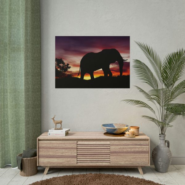 Elephant and Sunset in Africa Poster