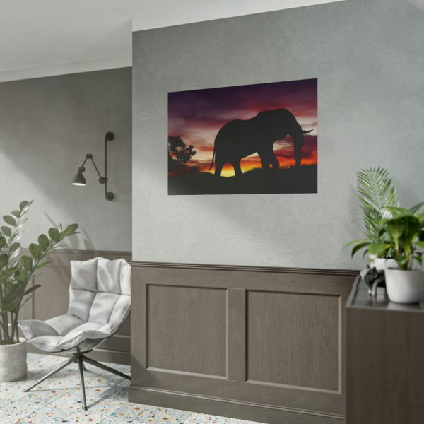Elephant and Sunset in Africa Poster